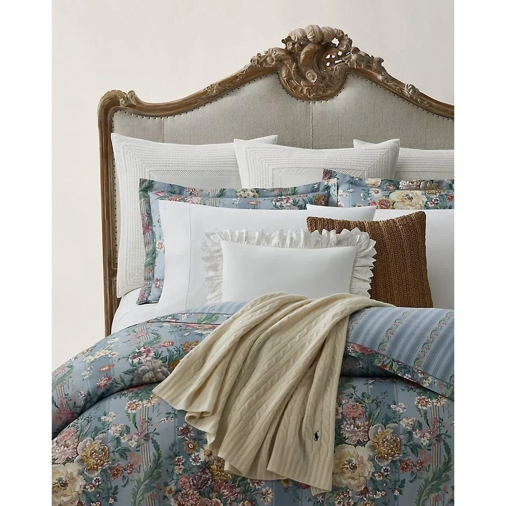 $500 Ralph Lauren Adalia Duvet Cover King Size Floral Blue Multi (NO SHAMS) NEW